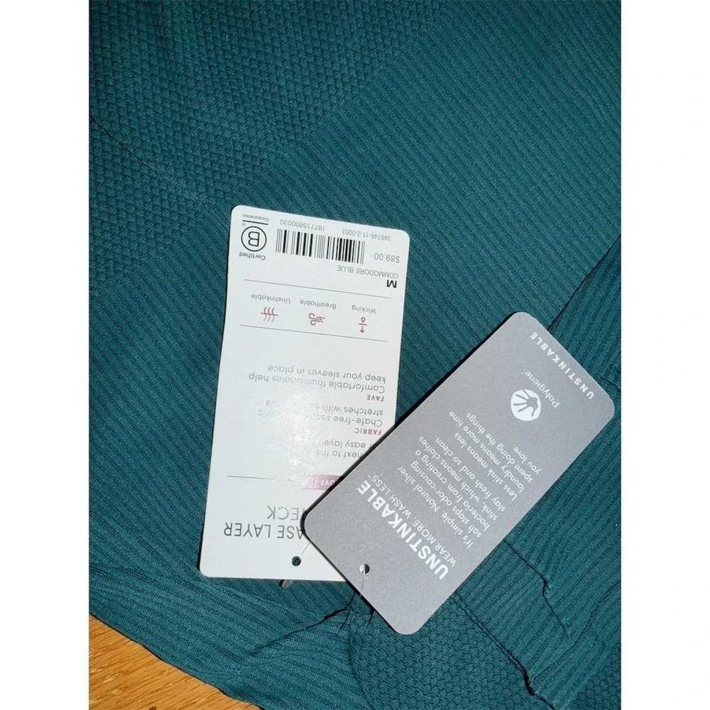 Athleta Unstinkable Turtleneck Base Layer Top Womens Sz M Teal Green Long Sleeve